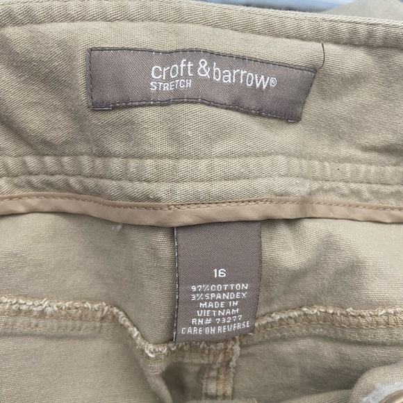 Croft & Barrow Stretch Cotton Khaki Button Down Belted Y2K Safari Midi Skirt - Picture 3 of 5